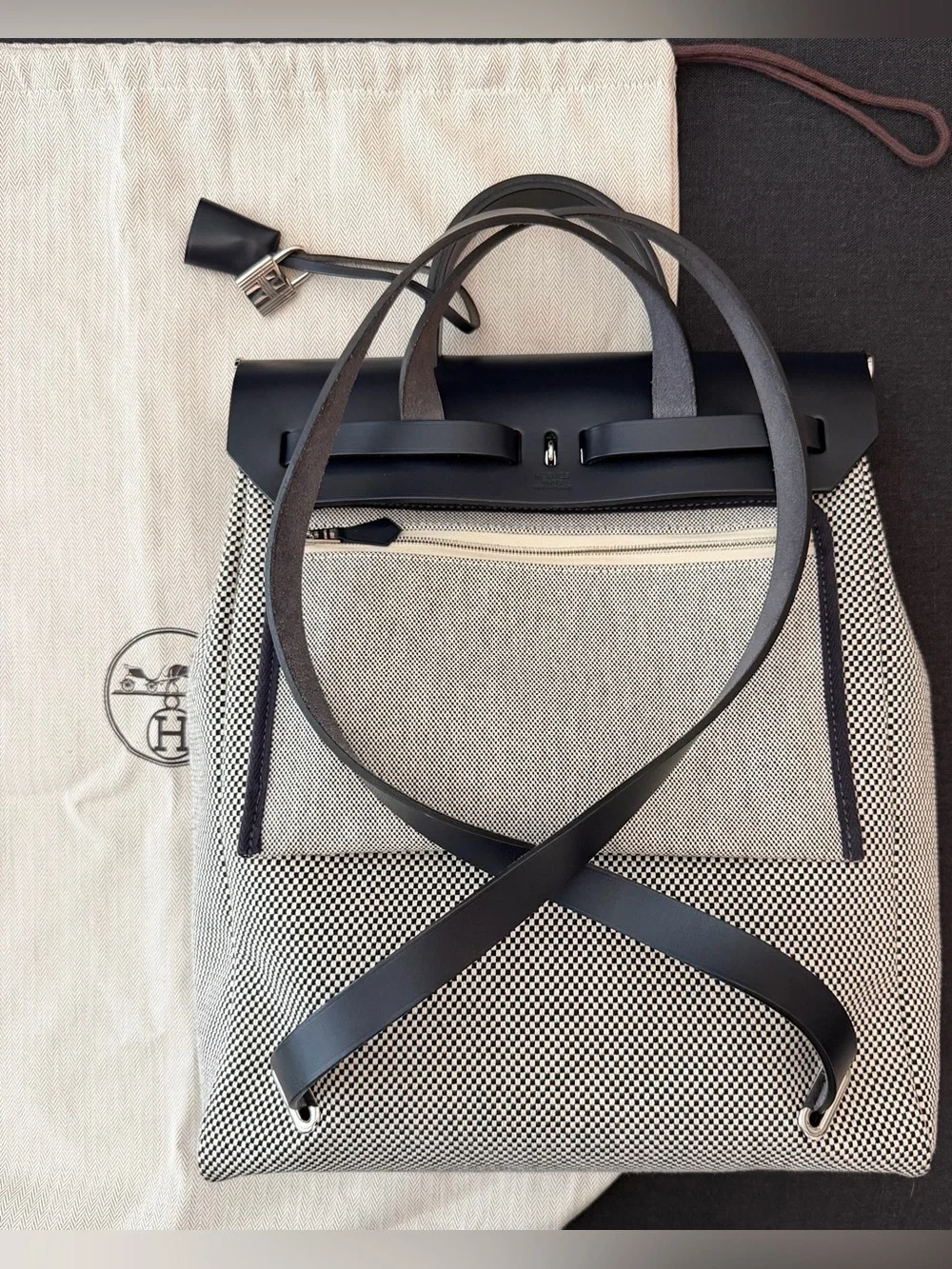 HERMES Herbag A Dos Zip Hunter Criss Viking Retourne Backpack Navy Blue
